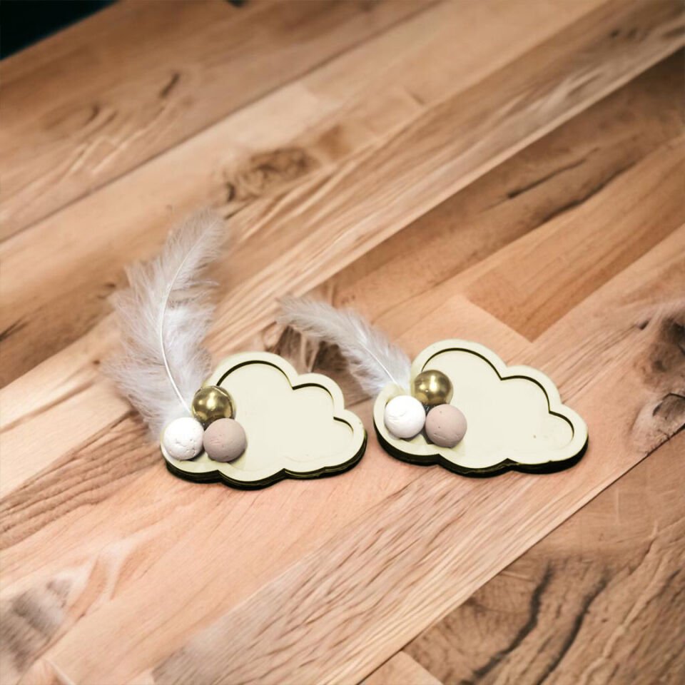 AHŞAP MAGNET 20'Lİ KREM BULUT LAZER KESİM 10*7,5cm