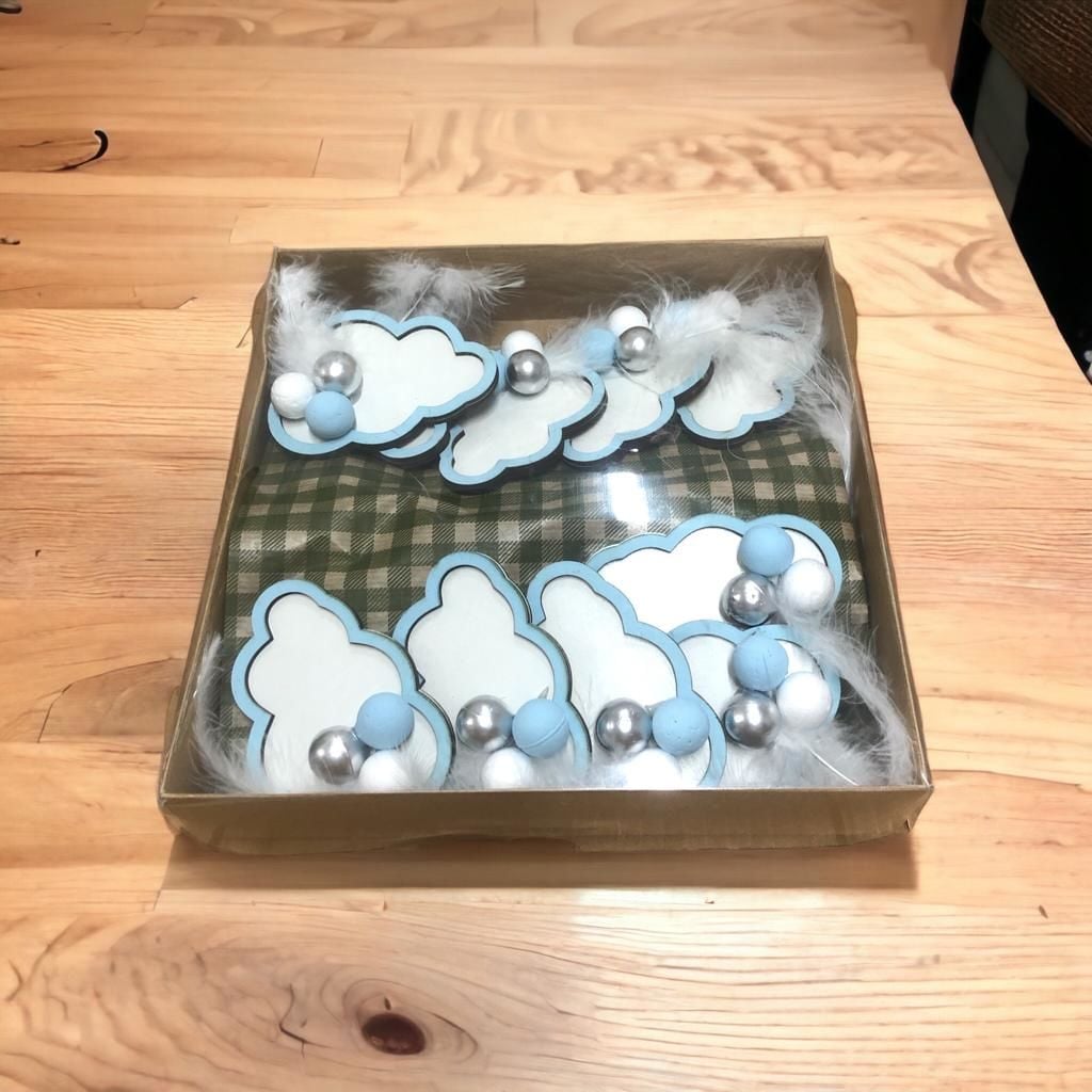 AHŞAP MAGNET 20'Lİ MAVİ BULUT LAZER KESİM 10*7,5cm