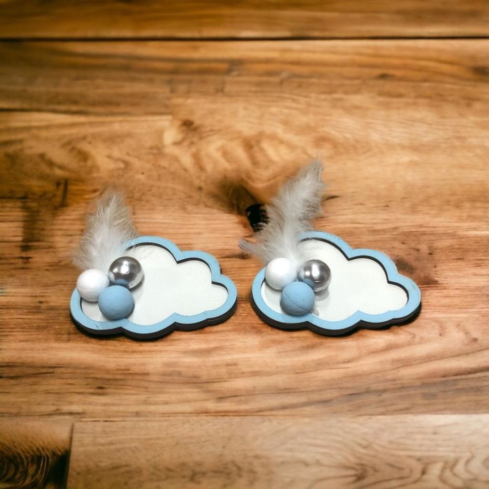 AHŞAP MAGNET 20'Lİ MAVİ BULUT LAZER KESİM 10*7,5cm