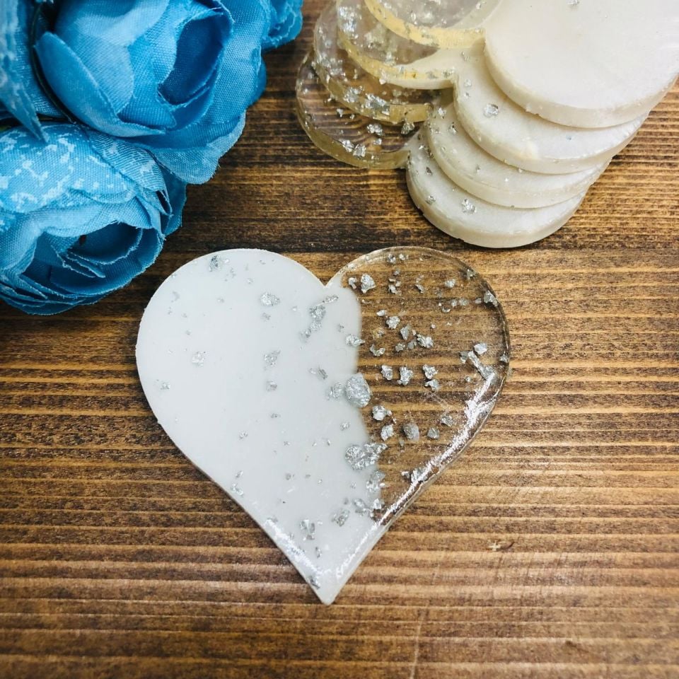 EPOKSİ KARIŞIM MAGNET SİMLİ KALP GÜMÜŞ(1 PAKET - 25 Adet)