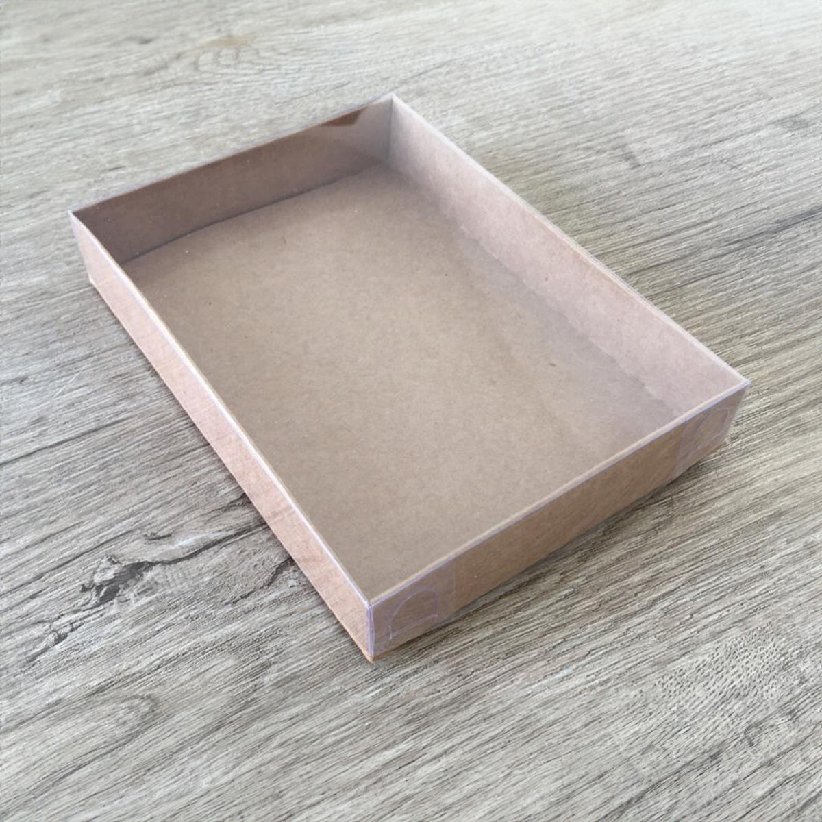 10.5x14.5x2.5 ÖLÇÜLÜ ALTI KRAFT KARTON ÜSTÜ ASETAT KUTU